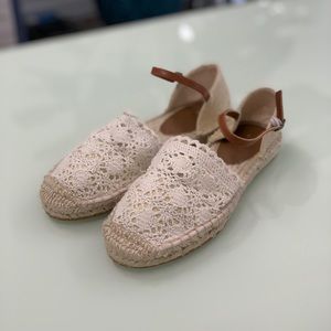 Cream Lace Espadrilles with strap
